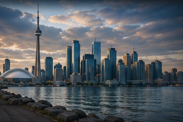 Toronto skyline at golden hour